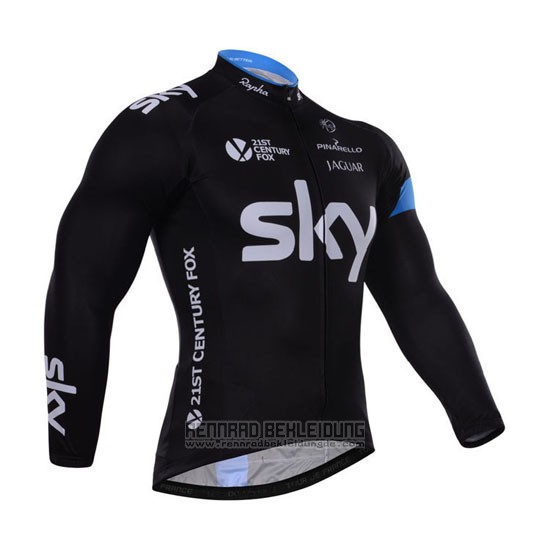 2015 Fahrradbekleidung Sky Azurblau und Shwarz Trikot Langarm und Tragerhose